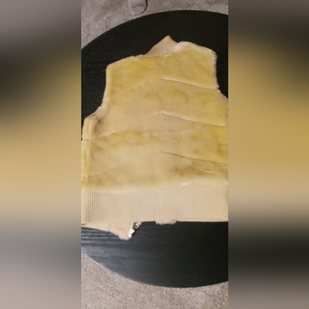 Yellow and Cream Fur Vest - Picture 3 of 4